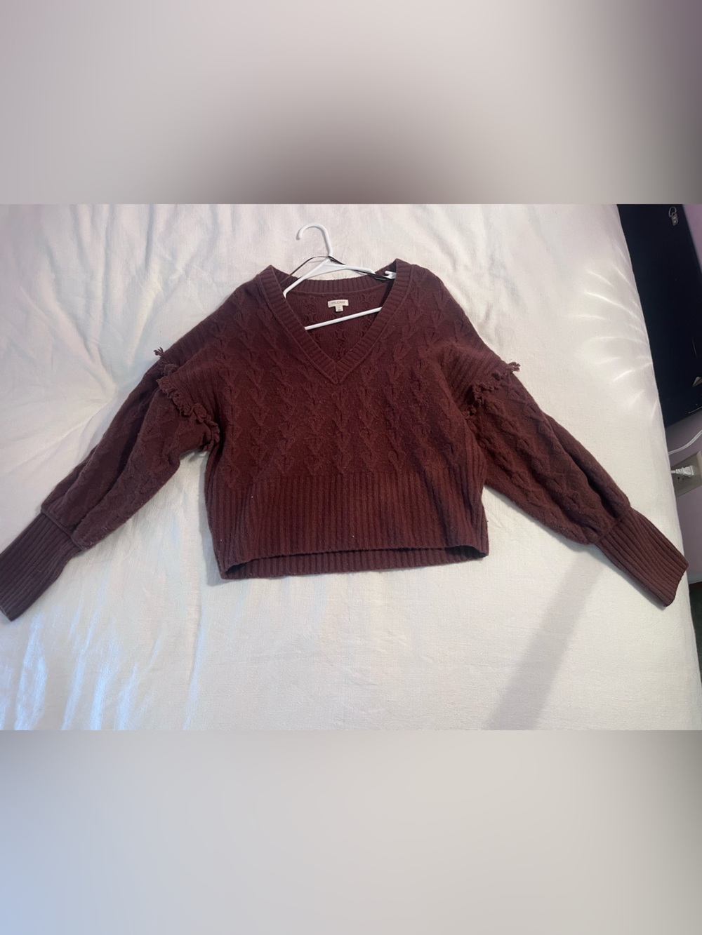 Anthropologie V-Neck Cable Knit Women's Sweater - Brown